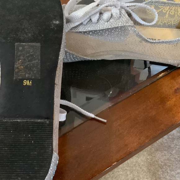 Pierre Dumas Rhinestone Silver Mesh Glitter Party Shoes Size 9 - Picture 5 of 6